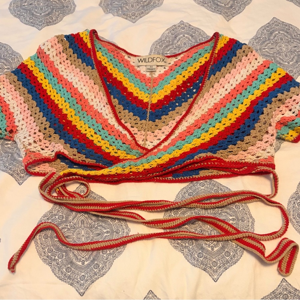 WILDFOX crocheted top